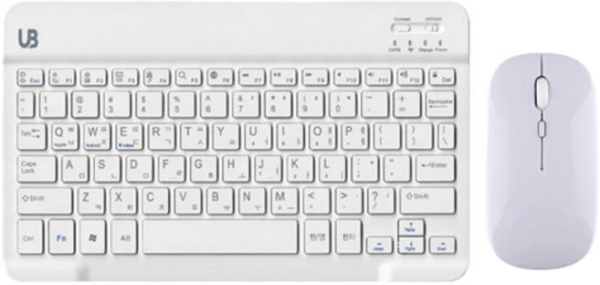 UB BK1 블루투스 무선 키보드+마우스 세트, 텐키리스, 화이트 미디움, BK 1