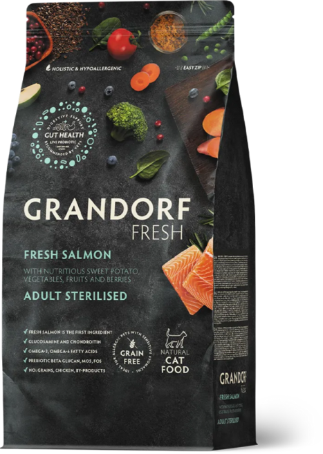 그랜도르프 프레쉬 캣 스테럴라이즈드 어덜트 & 시니어 고양이다이어트사료, 1개, 2kg, 연어