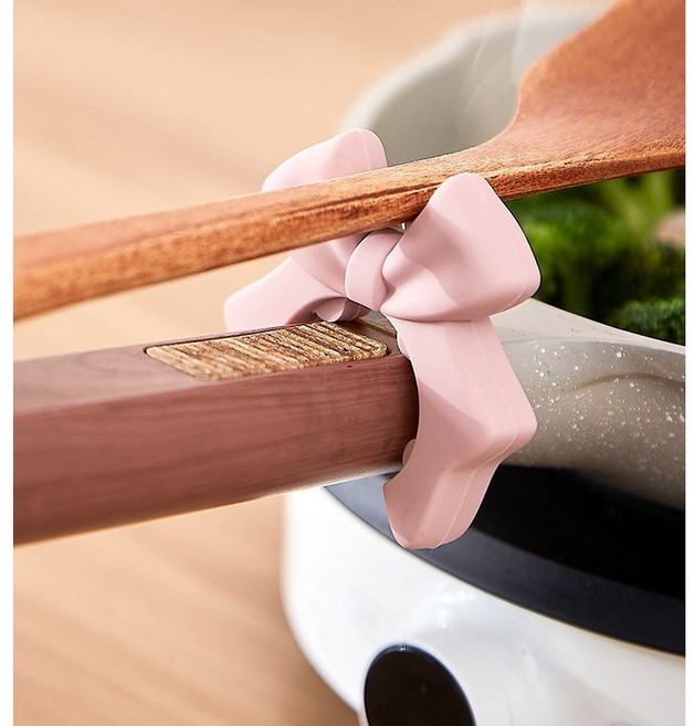 라임리빙 리본 실리콘 조리도구 받침대 2p, 2개, 핑크