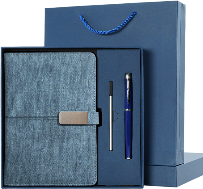 피라모니 A5 방수 가죽 선물용 다이어리 세트, 1세트, 블루
