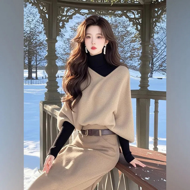 ZAJA 여성 캐주얼 세트 하객룩 페이크 상의+치마 투피스