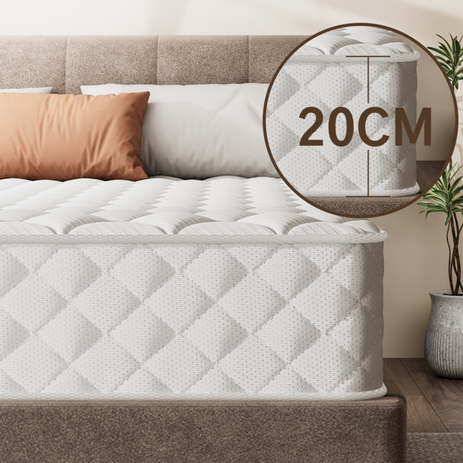 쉬리브 화이트 침대 매트리스 무음 독립스프링 매트리스, 20cm
