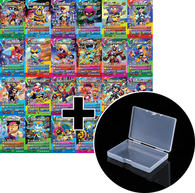 브롤게임 카드 36장 캐릭터 스티커 80종 카드보관 케이스 세트, 1세트