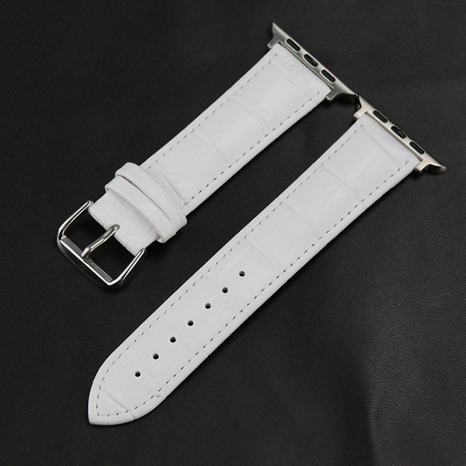 포유 애플워치 풀 레더 가죽 스트랩 버클 시계줄 줄질 밴드, 애플워치 풀 레더 스트랩, 화이트, 42/44/45/49mm(공용)