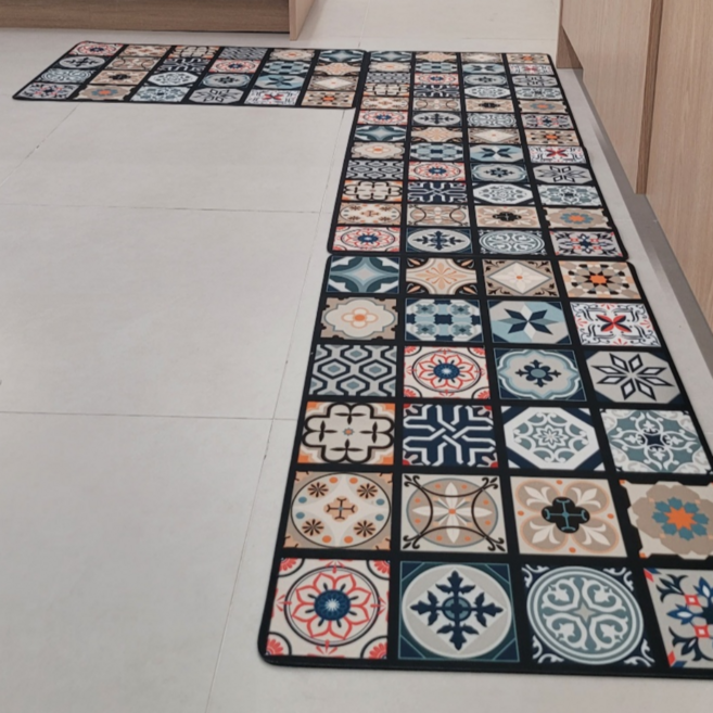 모던라움 북유럽풍 주방 매트 규조토 물흡수 미끄럼방지 발매트, 2장