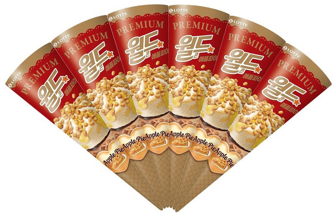 롯데 북중미이벤트 프리미엄 월드콘 애플파이 아이스크림, 6개, 160ml