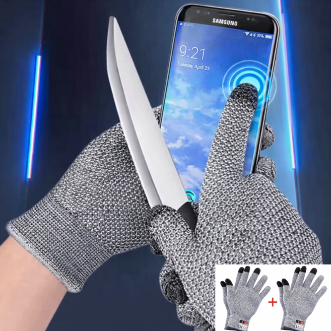 플루코 핸드폰터치 베임방지 철장갑 1+1 안전장갑, 2개, 단일옵션