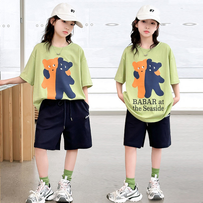 밀크봉봉 초등생 여아 반팔+반바지 상하 세트(G170)