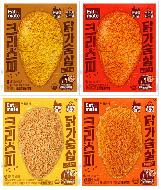 [랭킹닭컴] 잇메이트 크리스피 닭가슴살 4종 혼합구성, 32개, 90g