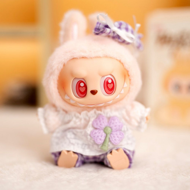 besteffie 적용모델 라부부옷 여자아이 인형옷 세트 귀여운 꽃자수 디자인 면소재 봄여름 세트 K51, 1개, 퍼플