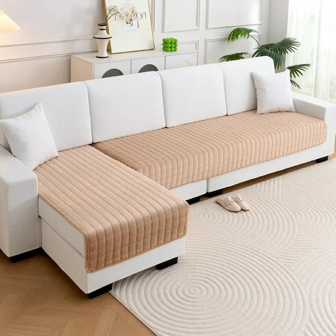 플란넬 소파 쿠션 논슬립 플러시 시트 패드 먼지 방지 거실 일반 단색 커버 백 타월, 1개, 17. 70x210cm 1pcs / F. Khaki