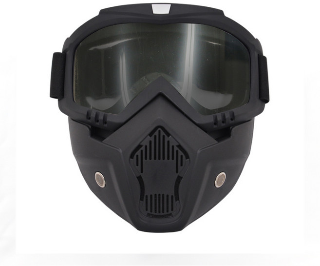 오토바이 라이더 페이스 안면보호 방풍 고글 마스크, 검정+그레이, 1개