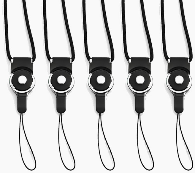 분실방지 2 in 1 탈착식 목걸이 스트랩, 5개, 검정색