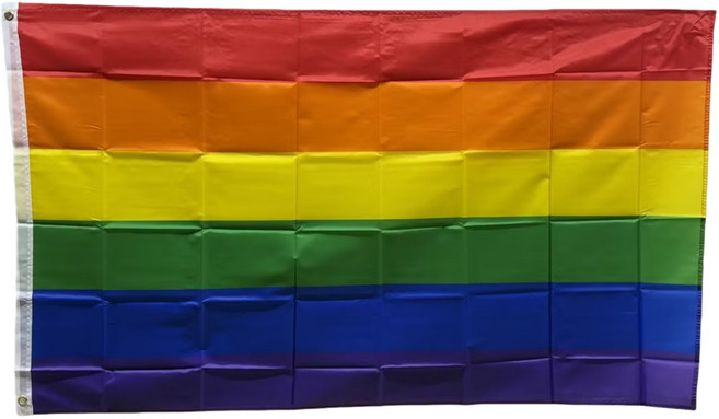 무지개 깃발 폴리에스터깃발 90x150cm 구리고리 이중스티치, 1개, Multicolor