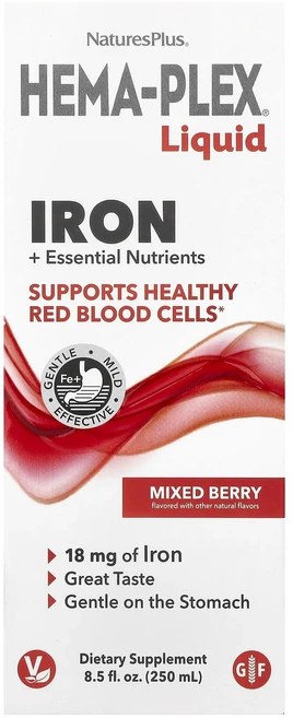 NaturesPlus Hema-Plex® 액상 철분 + 필수 영양소 혼합 베리 250ml(8.5fl oz), NaturesPlusHemaPlex액상철분필수영양소혼합, 1개, 250ml - 쿠팡