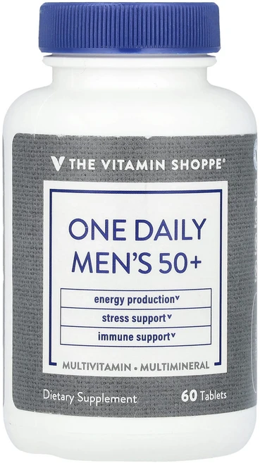 단백질 비타민 철분 마그내슘 칼슘 The Vitamin Shoppe 원 데일리 남성용 50+ 60정 고루고루섭취해주세요, TheVitaminShoppe원데일리남성용5060정, 1개 - 쿠팡