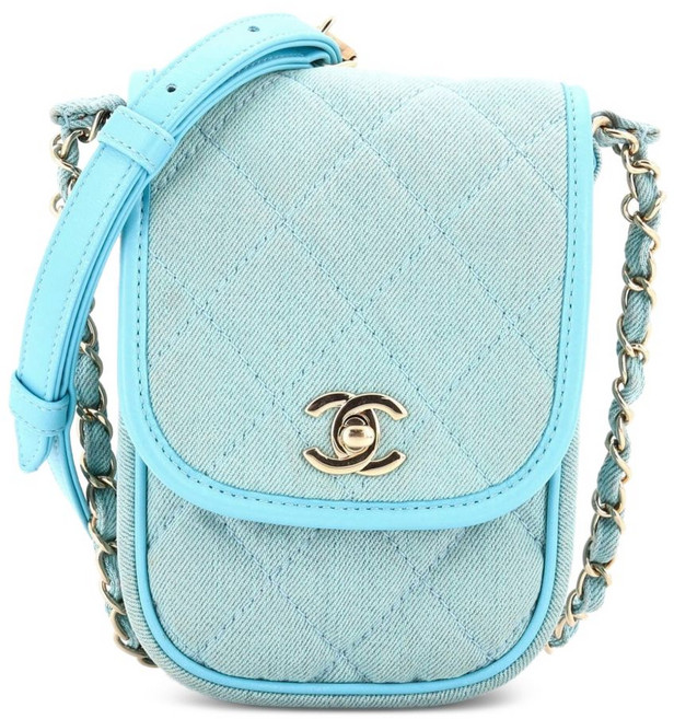 샤넬 중고 플랩 클러치 체인 퀼팅 데님 미니 숄더 백