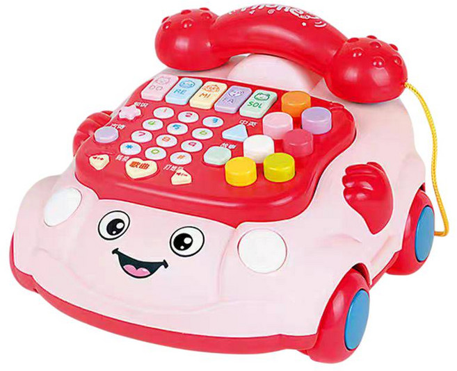 電話玩具車 音樂故事打地鼠 聲光早教益智學習 兒童玩具, 紅色, 1個