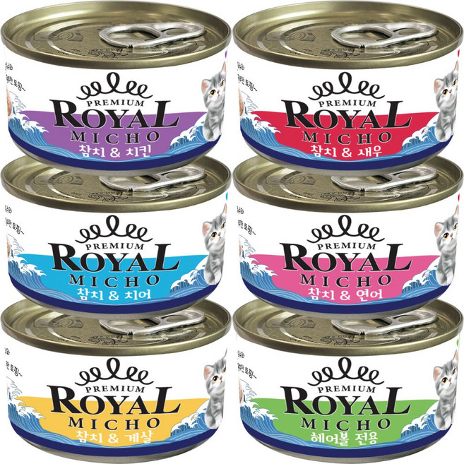 프리미엄 로얄 미쵸 캔 콤보 85g x 30개입 고양이 캔 간식, 30개