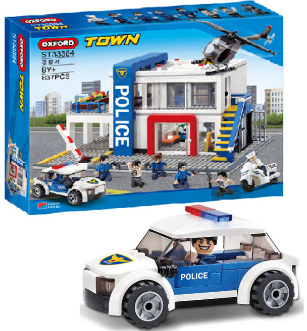 옥스포드 타운 경찰서 장난감 블럭 조립 놀이 장난감 ST33384, 1개, 혼합색상