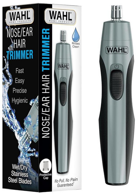Wahl 클리퍼 배터리 작동 남성용 정밀 귀 코털 트리머 세척을 헹굼 가능한 블레이드가 있는 위생적인 코 여행에 적합 모델 3026462 148349, Pack of 1