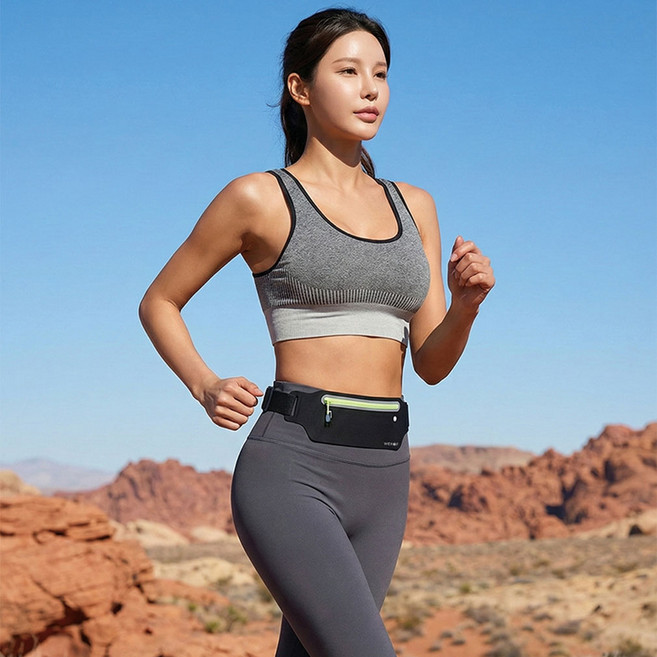 WEHOP 위홉 초경량 방수 스포츠 러닝벨트, 1개, 블랙+형광(지퍼색)