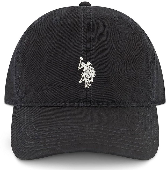 U.S. Polo Assn. 스몰 폴로 포니 로고 야구 모자 100% 면 조절 가능한 캡 스톤 123196, Black