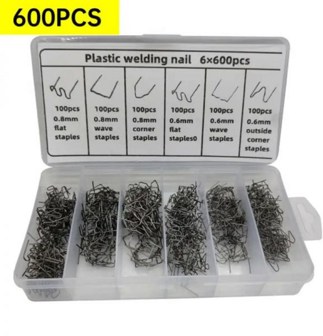 플라스틱 용접기용 핫 스테이플러 스테이플 자동차 수리 기계 용접 와이어 범퍼 용접기 600 개, 1)Boxed 600Pcs, 1개