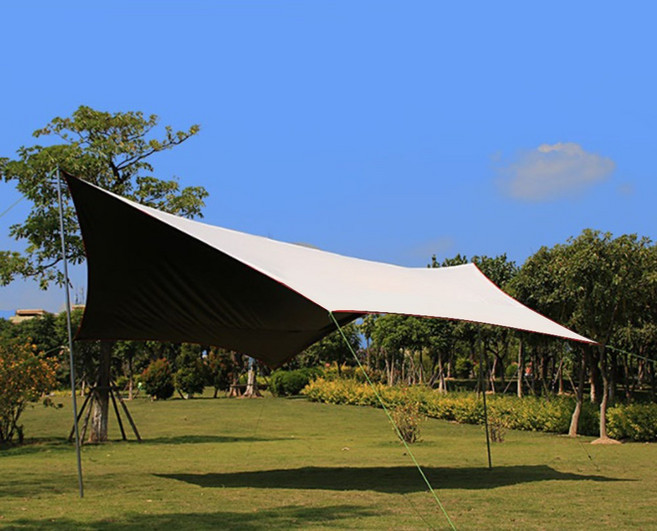 인앤캠핑 블랙코팅타프 자외선 차단 대형 헥사타프 캠핑 그늘막, 올 화이트