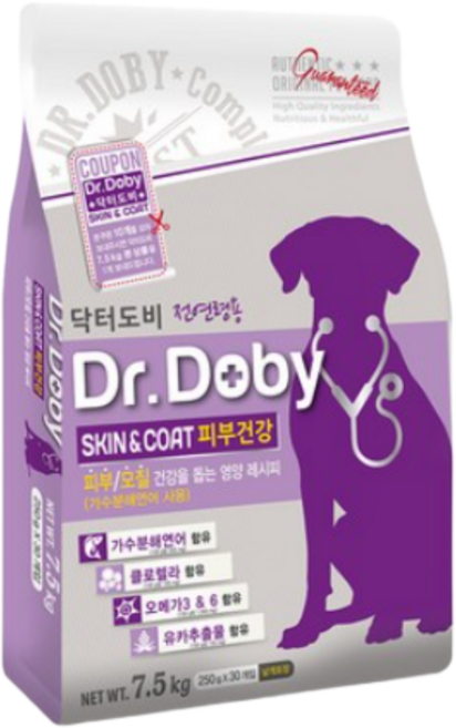 닥터도비 스킨앤코트 피부건강 건식 사료, 피부/피모, 7.5kg, 1개