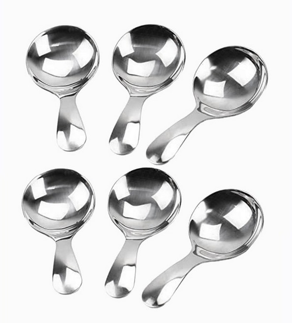 6 Pcs 스테인레스 스틸 짧은 핸들 숟가락 소금 숟가락 조미료 숟가락 디저트 스푼 차 커피 스푼 실버, 하나, [01] 실버 * [01] 실버 * 6 개, 6개