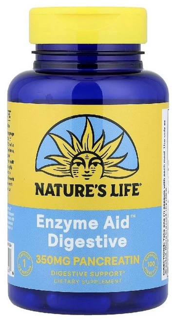 네이처스라이프 판크레아틴 350mg 함유 Enzyme Aid 캡슐 100정, 1개 - 쿠팡