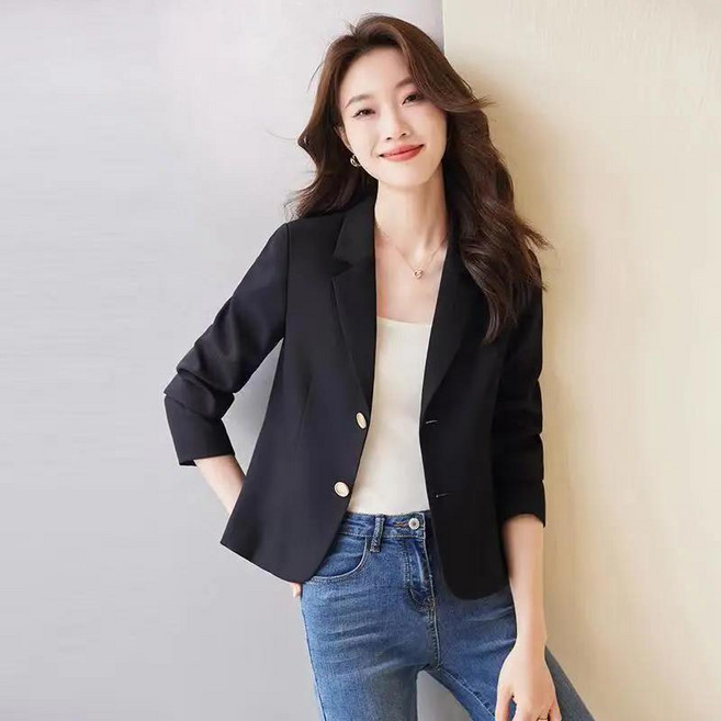 SunburstWonder 여성 가을 겨울 정장 재킷 숏기장 캐주얼 고급스러움 날씬해 보이는 긴팔