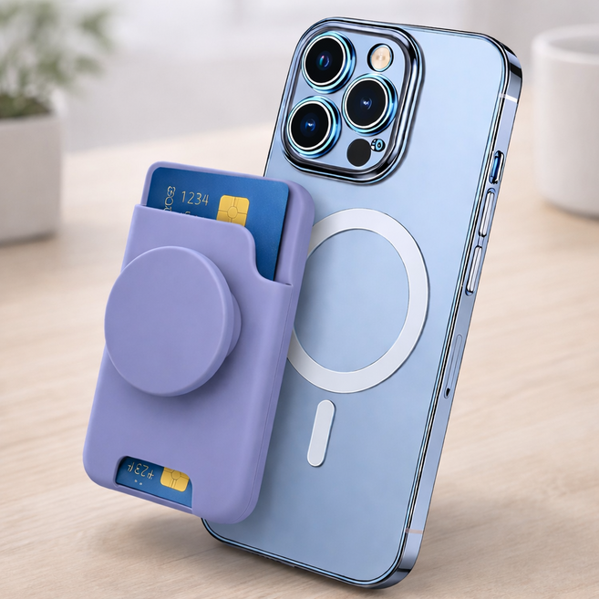 에윤 거치대 손잡이 겸용 맥세이프 카드 지갑, 1개, 라일락색