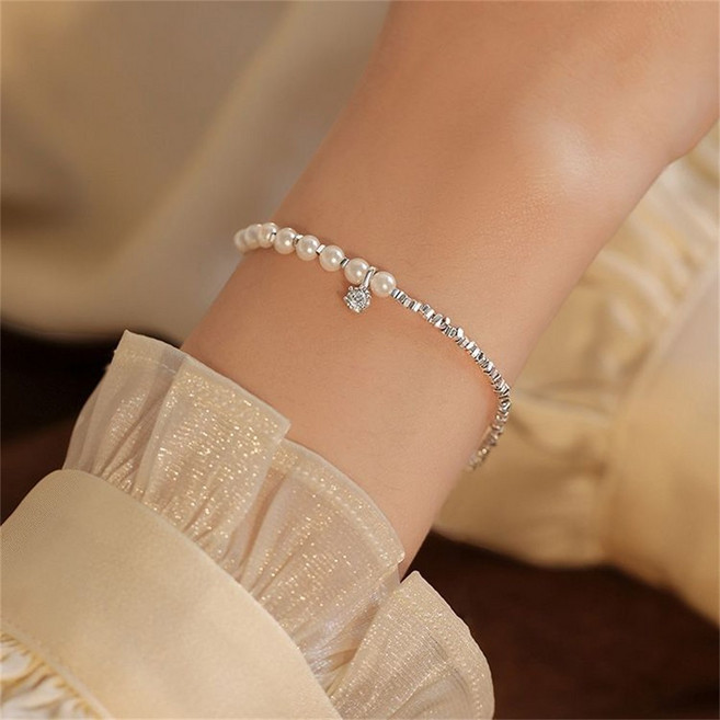 besteffie 여성용 진주 체인 팔찌 심플 우아한 편안한 데일리 악세사리 선물 추천 K87