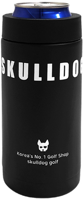 스컬독 캔 쿨러 홀더 아이싱기 아이스 칠러 맥주캔 커버 음료 보냉백 스텐, 블랙, 500ml