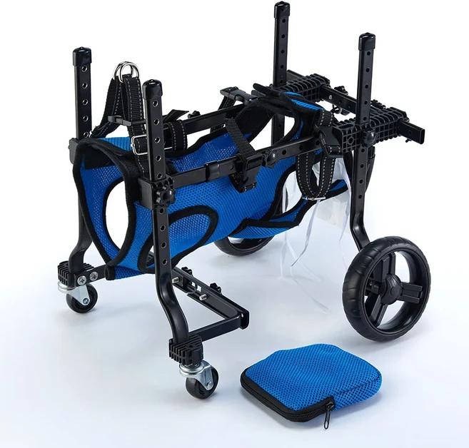 애완 동물 장애인 자동차 4 륜 노인 애완 동물 이동성 장애 스쿠터 개 산책 보조 재활 훈련 휠체어, 08 CJC19 Four Wheels Bl, 1