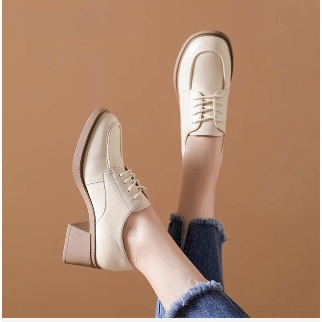 페이준 여성 발 편한 가죽 구두 단화 통굽 스퀘어 로퍼 5CM YFC61