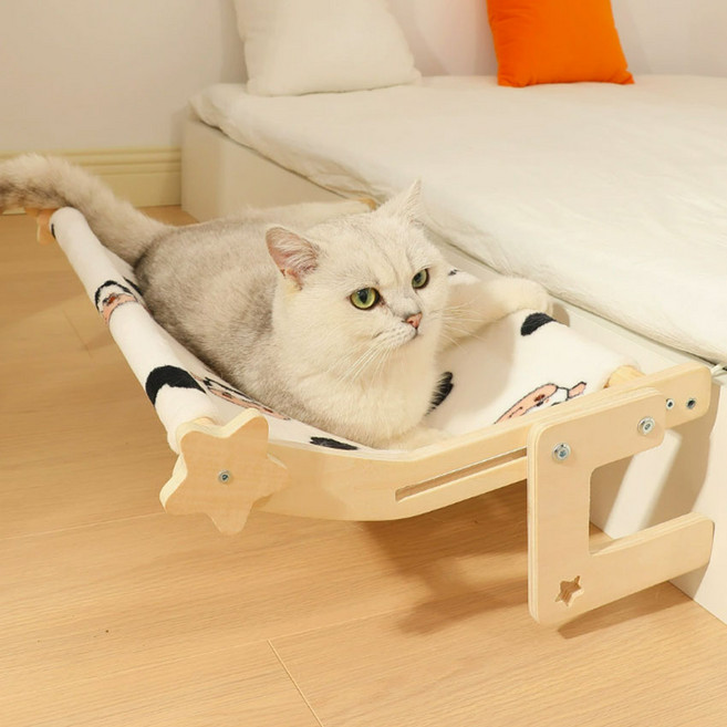 미스삐삐 고양이 창틀 해먹 창문 선반, 1개, 화이트패턴