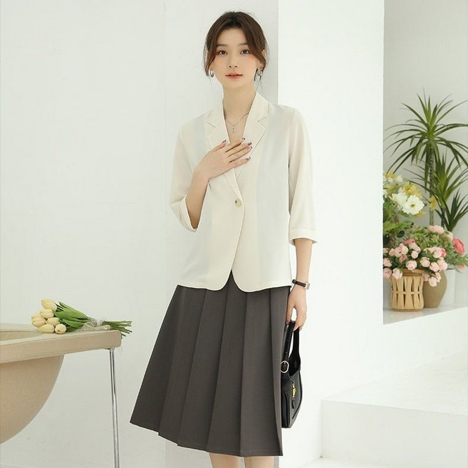 휠렉스 여성 베이직 오피스룩 패션 7분 블레이저 PY9