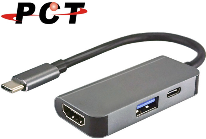 PCT USB-C 轉 HDMI USB3.0 PD 充電多功能轉接器 支援筆電/投影/Mac(UHC103), 1個