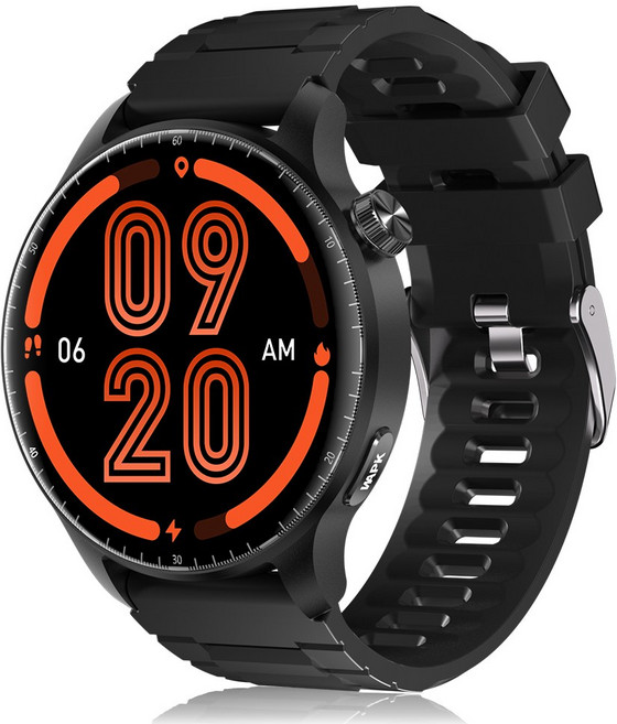 와피크 AI운동인식 블루투스 통화가능 스마트워치 ST50 1.52인치 AMOLED 대화면 한글판, GPS + 블루투스, 3.8cm, 블랙