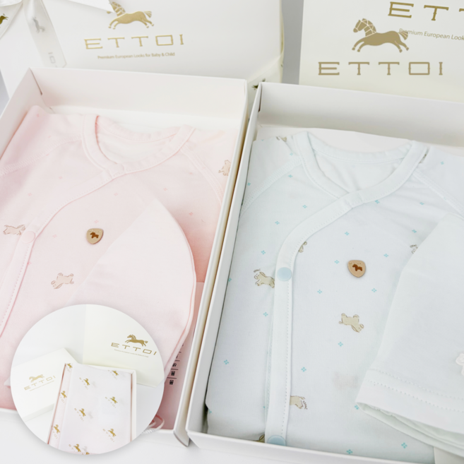 에뜨와 배냇저고리 신생아 출산선물 임신선물 신생모 모자 선물세트 쇼핑백