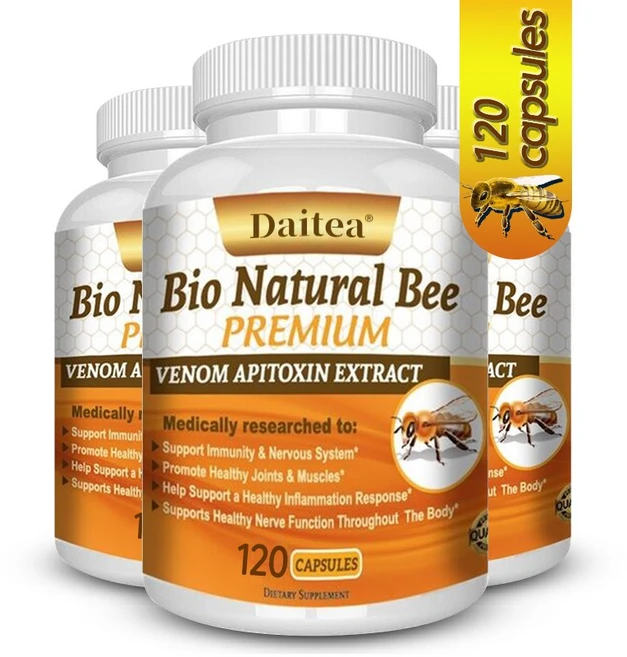 Daitea 천연 봉독 캡슐 면역 및 항산화 지원 신경계 건강 관절 및 근육 건강 - Non-GMO, 1개, 120정 - 쿠팡