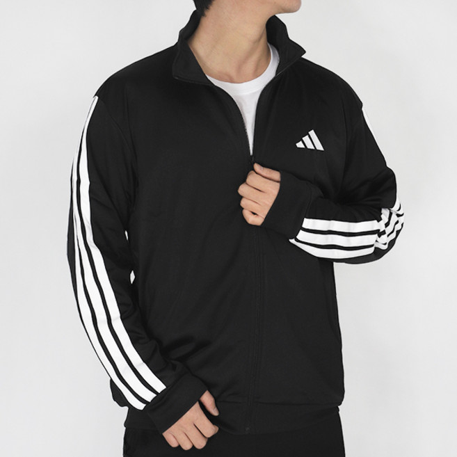 아디다스 저지집업 웜업 자켓 3S 레귤러 핏 더블 니트 트랙탑