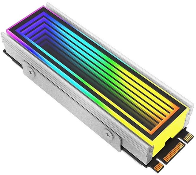 NVMe M.2 SSD 散熱器 ARGB 5V 神光同步 高效散熱 鋁合金散熱片, Silver, 1個, m.2 ARGB散熱片