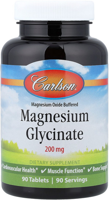Carlson 칼슨 마그네슘 글리시네이트 200mg 90 정 미네랄보충제, Carlson 칼슨 마그네슘 글리시네이트 200mg 9, 90개, 90정