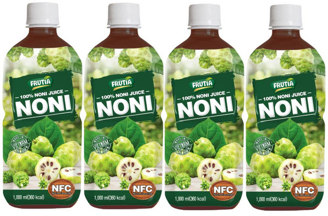 프루티아 NFC 착즙 노니주스 원액 100%, 4개, 1L