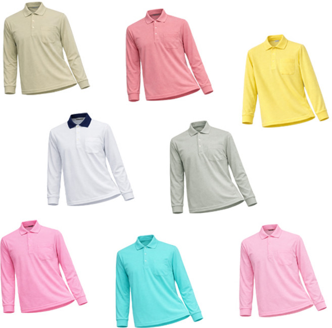 30수 면 카라 무지 긴팔 티셔츠 남녀공용 데일리 단정한 베이직 폴로티셔츠 작업복 단체복