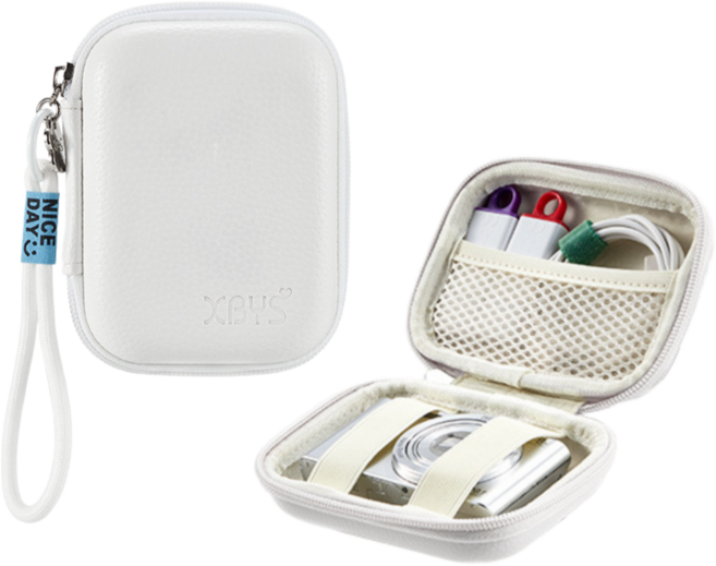 더심플러 디카 네모 컬러 케이스 스트랩 / 손끈 줄 있는 미니 디지털카메라 전용 휴대용 가방 / 옛날 미러리스 컴팩트 사진기 파우치 / 콤팩트 똑딱이 카메라 보관 백, 1개, 디카 네모 케이스(화이트/스트랩)